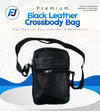 Premium Black Leather Crossbody Bag – Stylish Minimal Shoulder Purse for Travel, Hajj & Everyday Carry