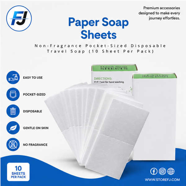 Paper Soap Sheets – Fragrance-Free Pocket-Sized Disposable Travel Soap (10 Sheets Per Pack) for On-the-Go Hygiene