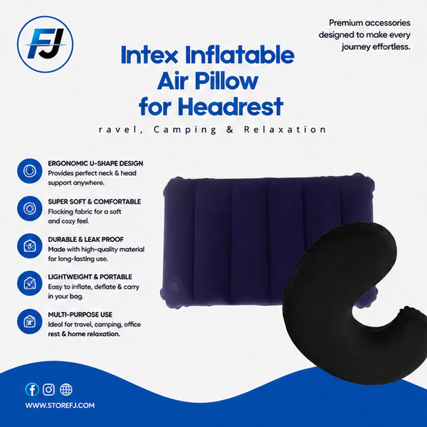 Intex Inflatable Air Pillow – Soft, Portable Headrest for Travel, Hajj, Camping & Everyday Comfort