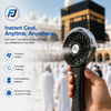 Portable Misting Fan – Rechargeable Fine Mist Cooling Fan for Hajj, Umrah & Travel | Lightweight & Cordless Use