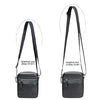 Black Leather Crossbody Bag – Minimalist Shoulder Purse for Men/Women, Travel-Friendly for Hajj Umrah & Everyday Use