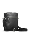Black Leather Crossbody Bag – Minimalist Shoulder Purse for Men/Women, Travel-Friendly for Hajj Umrah & Everyday Use