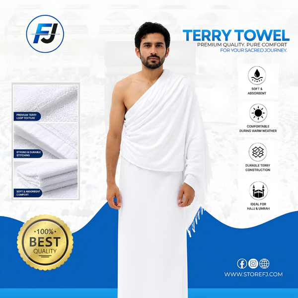 Premium Cotton Towel Ihram for Men – Soft, Breathable & Perfect for Hajj & Umrah